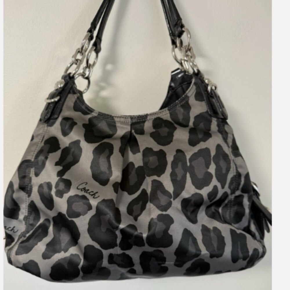 Coach Ocelot Print Mia Maggie Hobo Black & Gray Vintage Y2K
